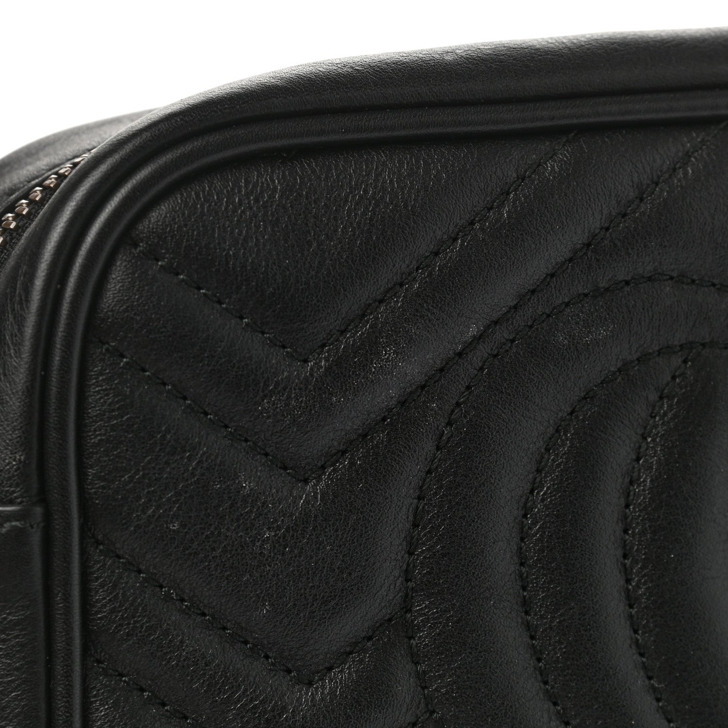 Gucci Calfskin Matelasse Mini GG Marmont Wrist Wallet Hibiscus Black 10 of 10