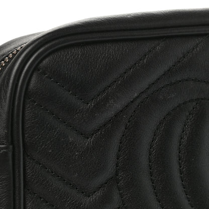 Gucci Calfskin Matelasse Mini GG Marmont Wrist Wallet Hibiscus Black 10 of 10