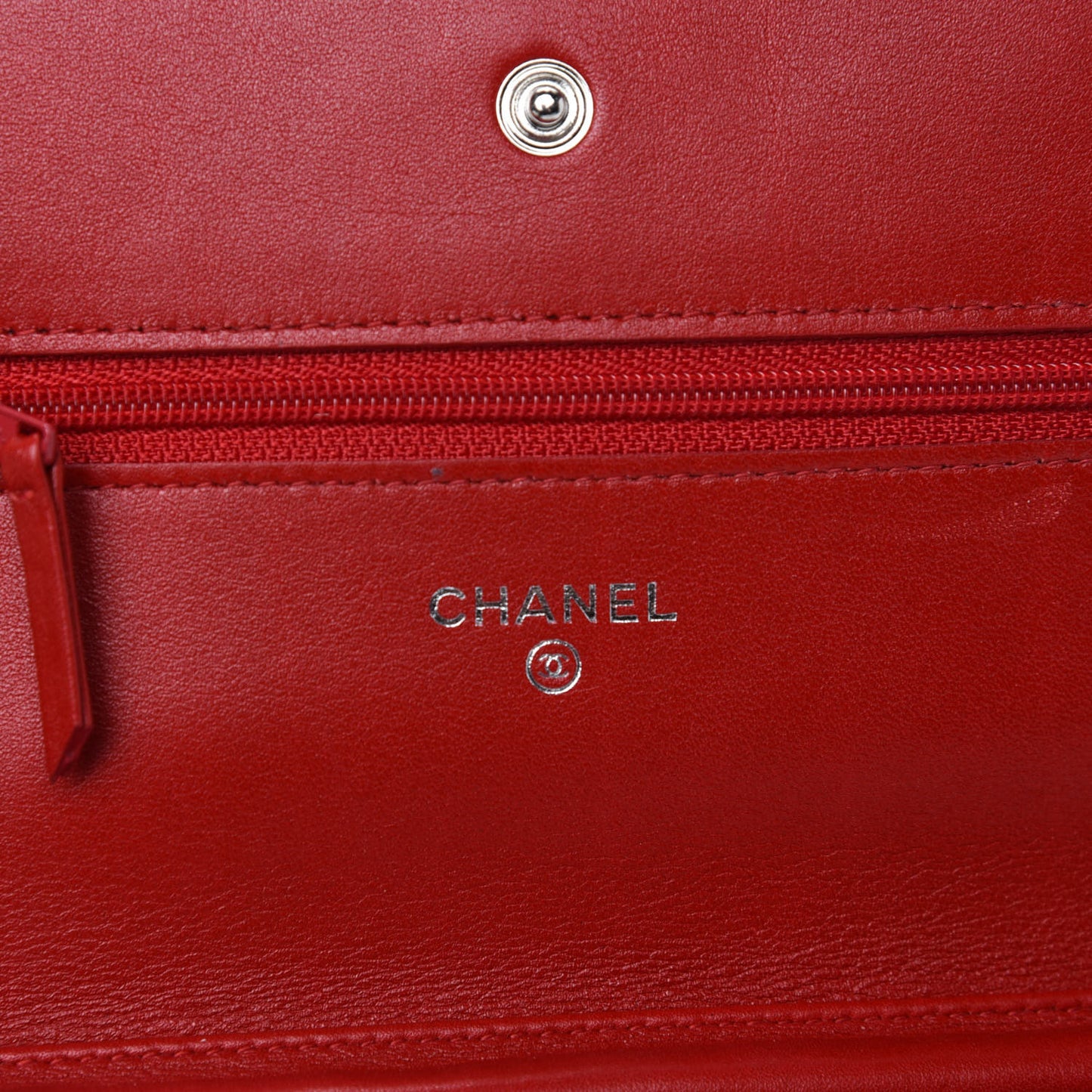 Patent Camellia Embossed Wallet On Chain WOC Dark Red