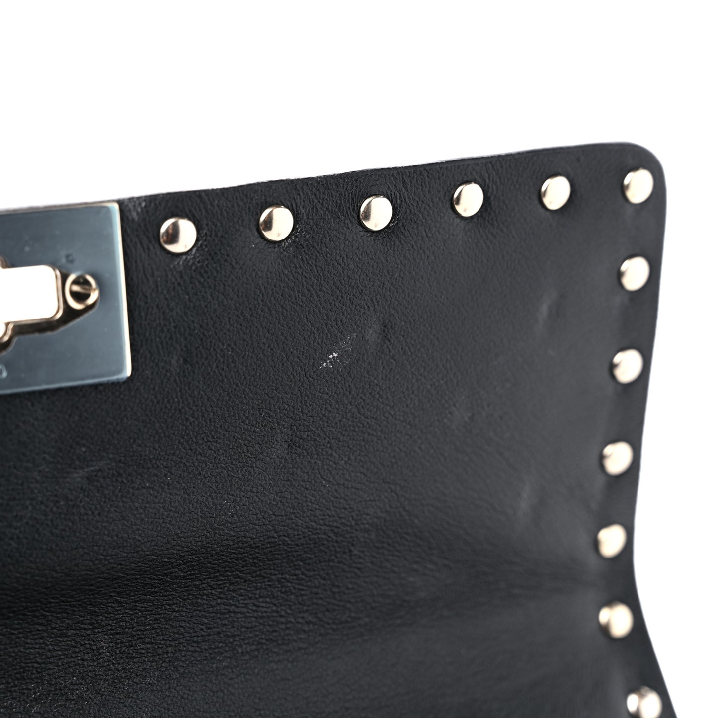 Lambskin VLTN Print Medium Rockstud Spike Shoulder Bag Black