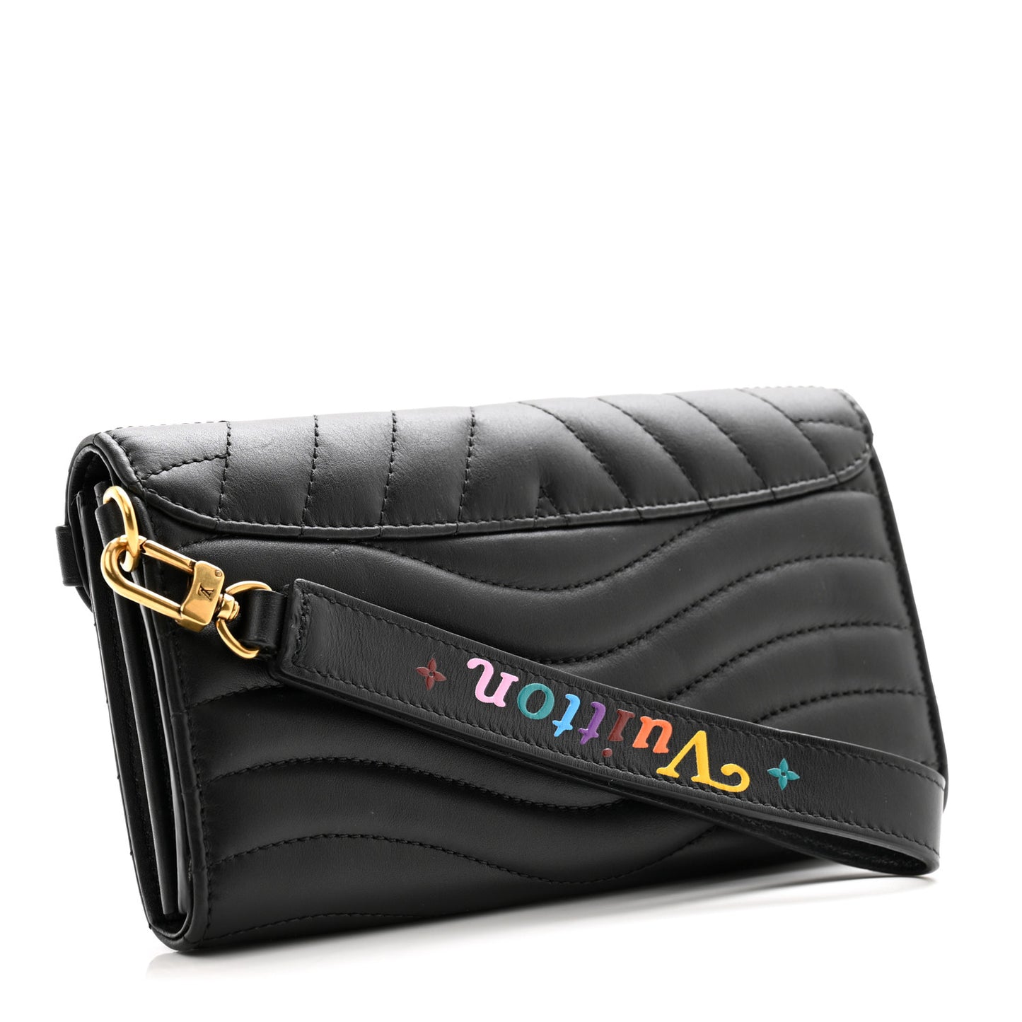 Calfskin Love Lock New Wave Long Wallet Black