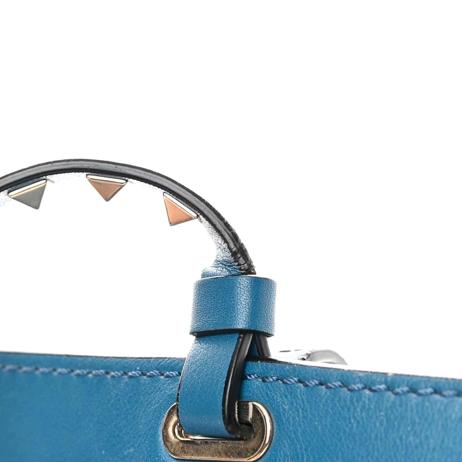 Valentino Garavani Calfskin Medium Rockstud Tote Blue 24 of 25