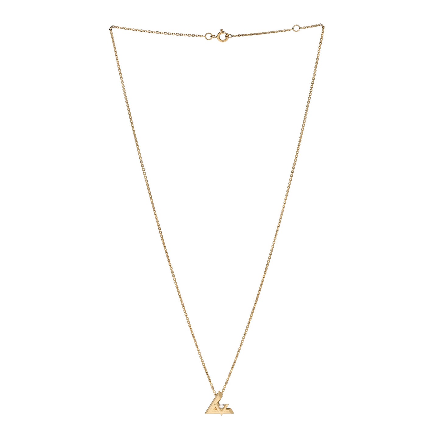 18K Yellow Gold Diamond Small LV Volt One Pendant Necklace