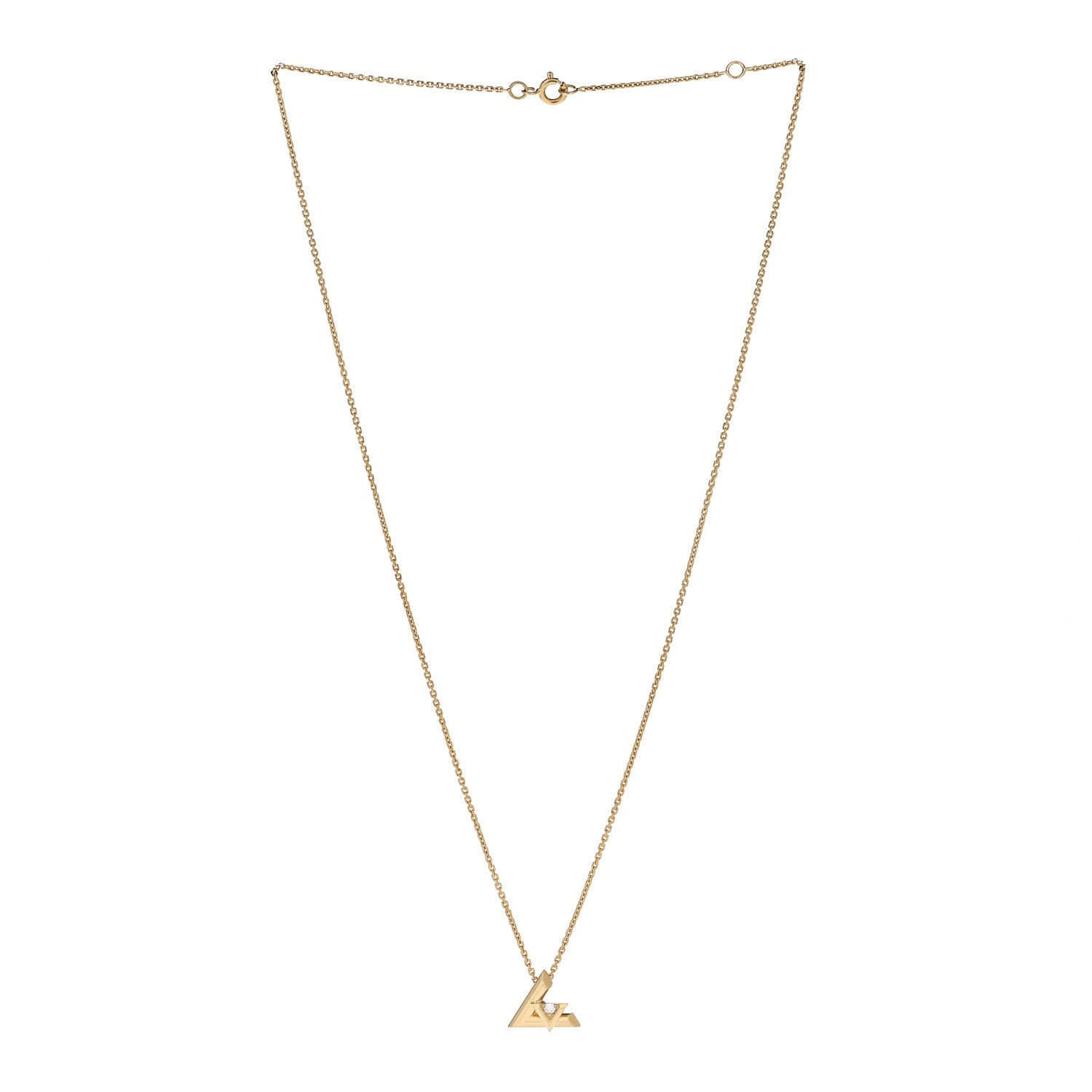 Louis Vuitton 18K Yellow Gold Diamond Small LV Volt One Pendant Necklace 3 of 6