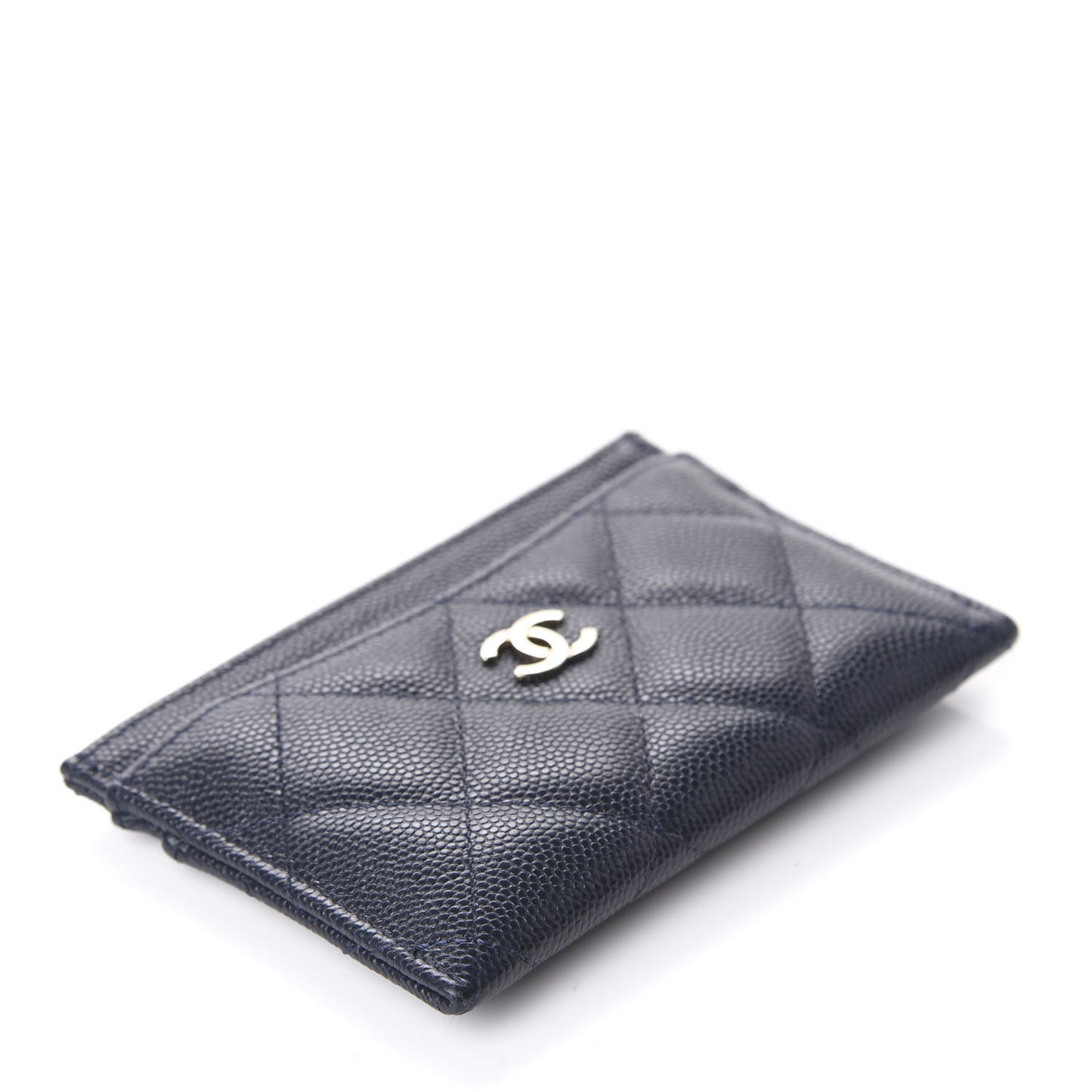 Caviar Quilted Card Holder Navy