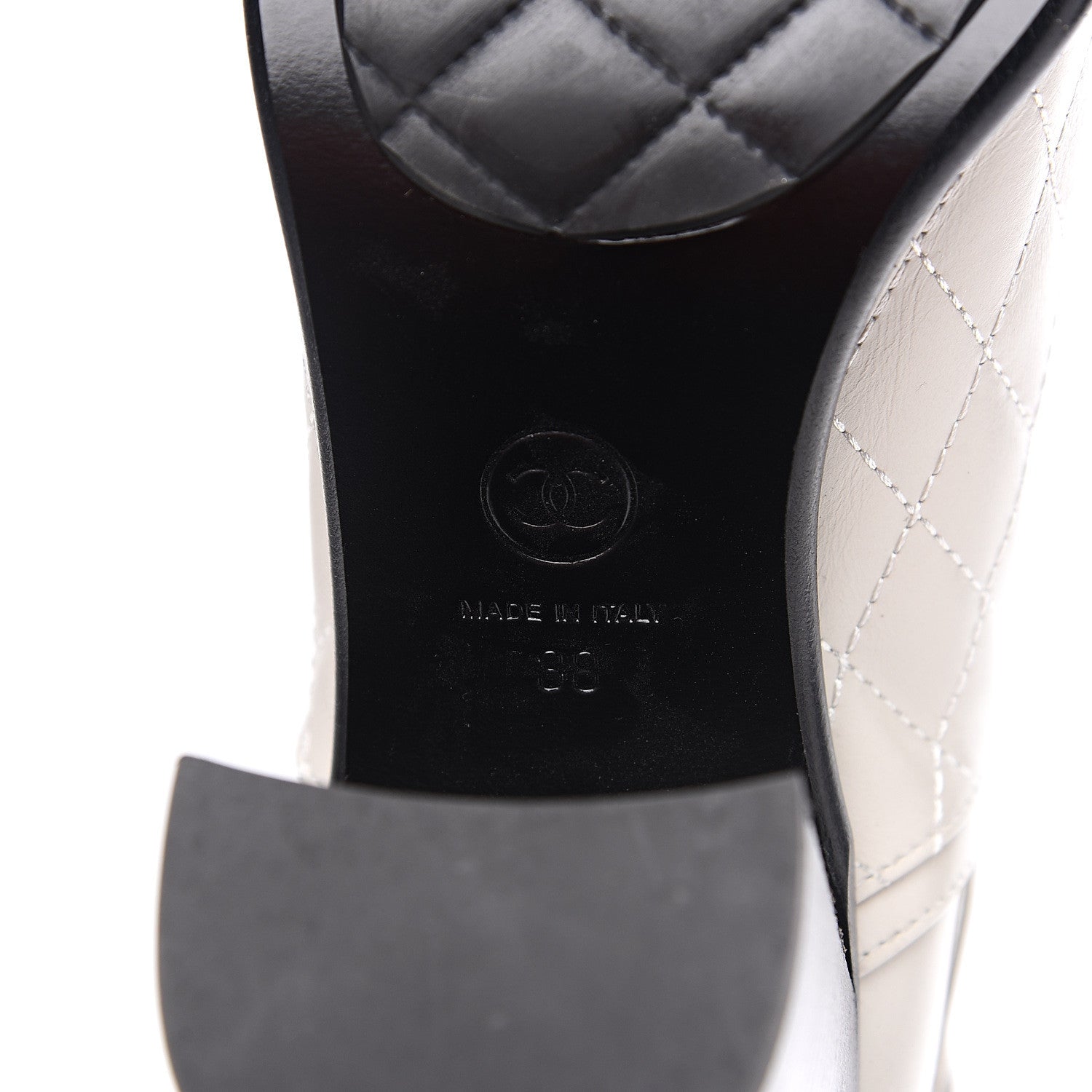 Chanel Calfskin Quilted Cap Toe Boots 38 White Black 6 of 11
