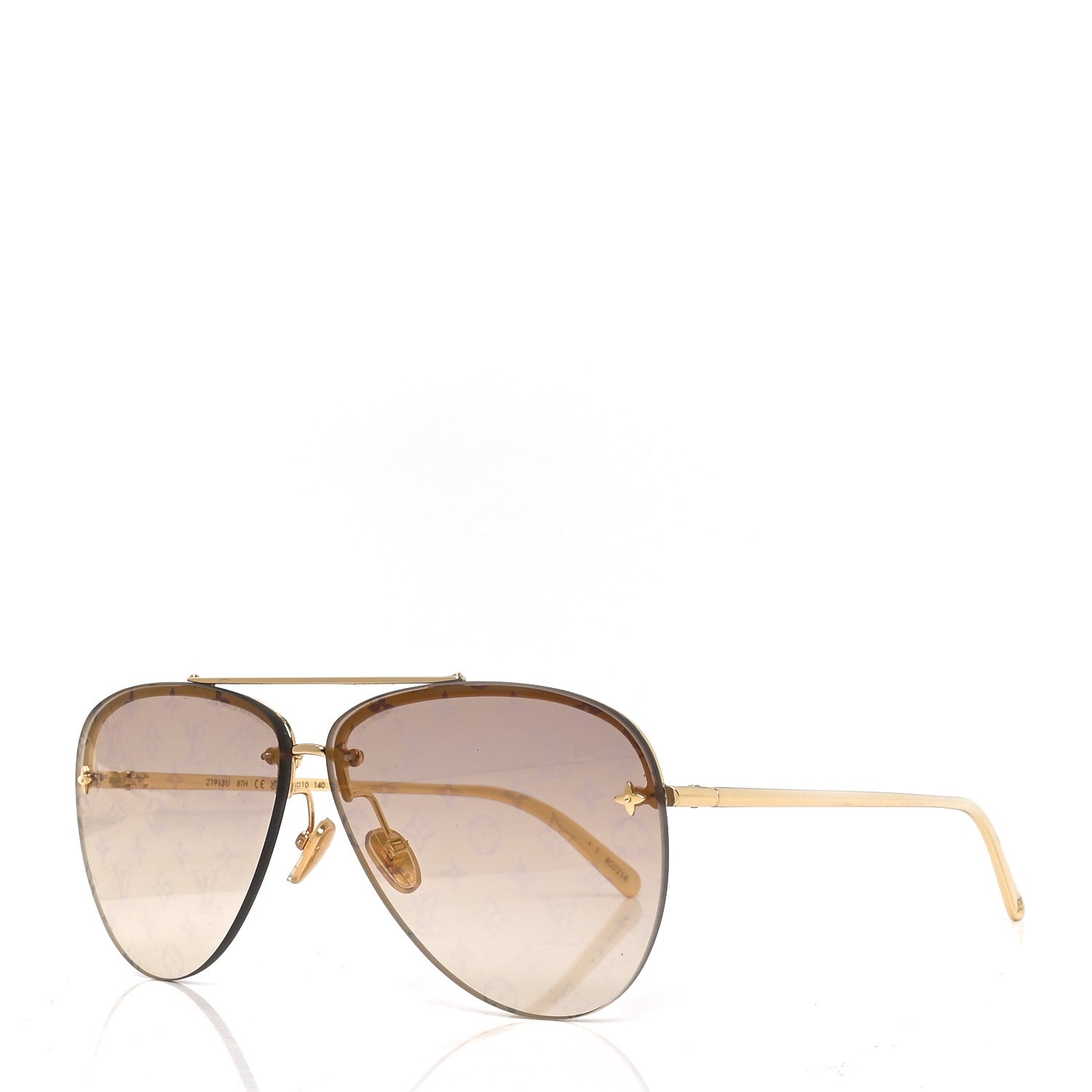 Louis Vuitton Metal Monogram LV Pilot Light Sunglasses Z1913U Gold Gradiant Brown 1 of 8