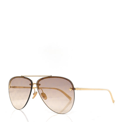 Louis Vuitton Metal Monogram LV Pilot Light Sunglasses Z1913U Gold Gradiant Brown 1 of 8