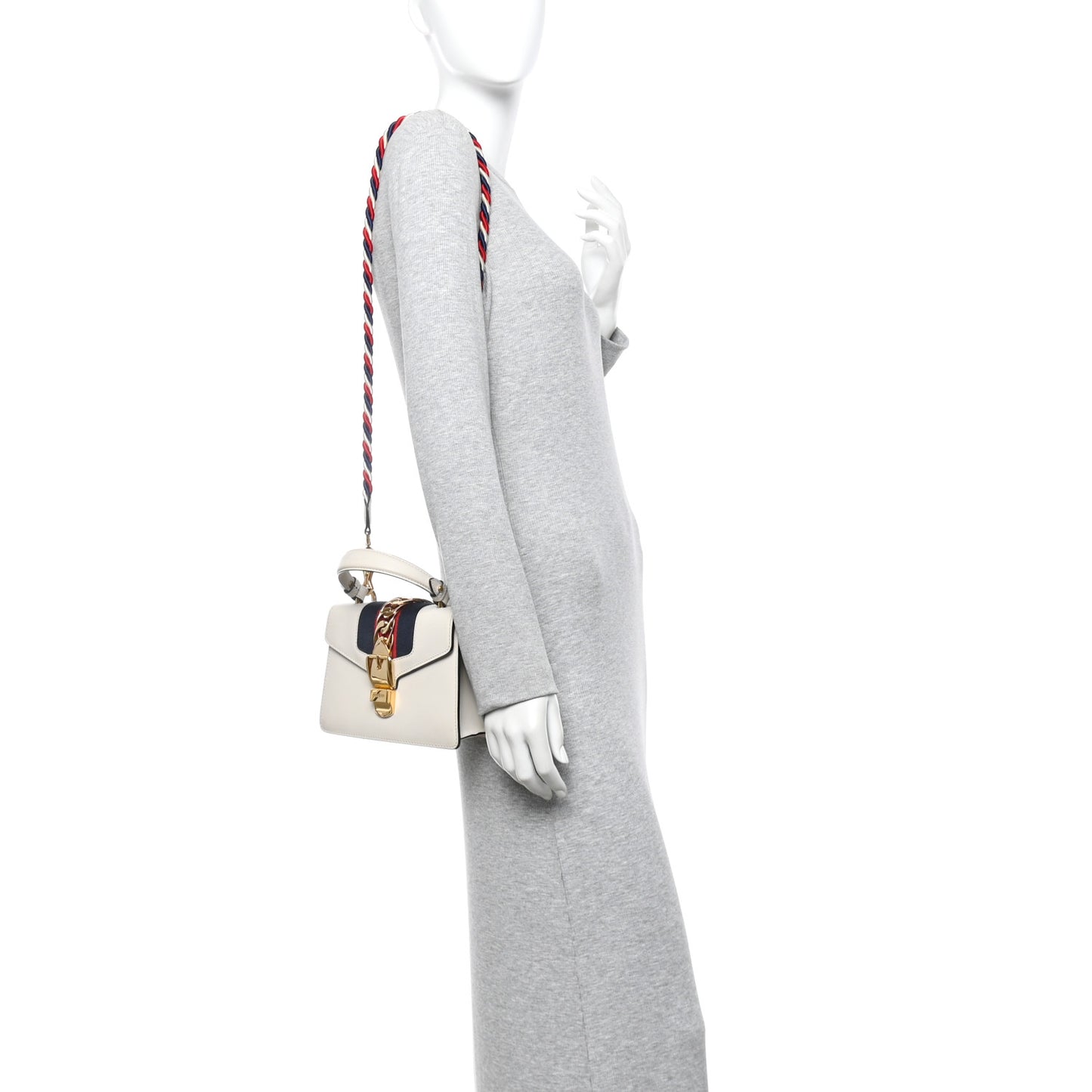 Calfskin Mini Sylvie Top Handle Bag White