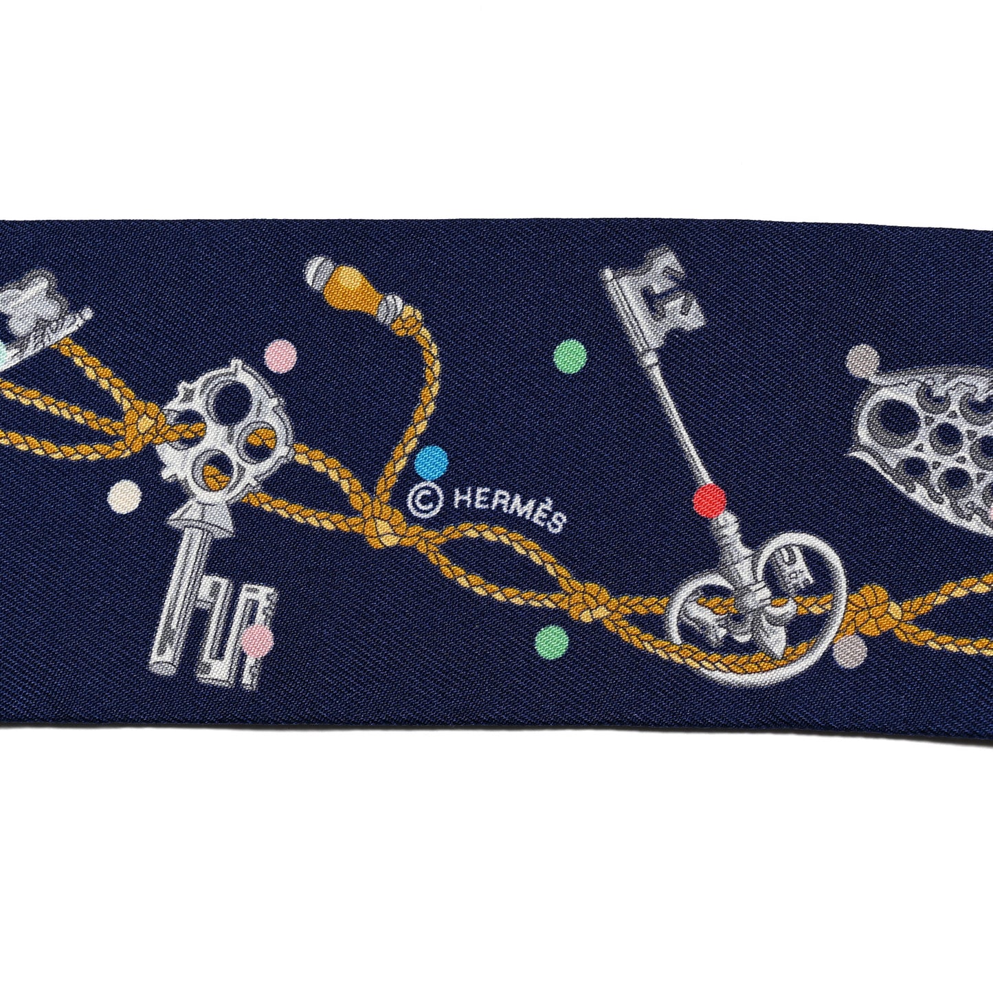 Silk Les Cles A Pois Twilly Marine Gris Argent