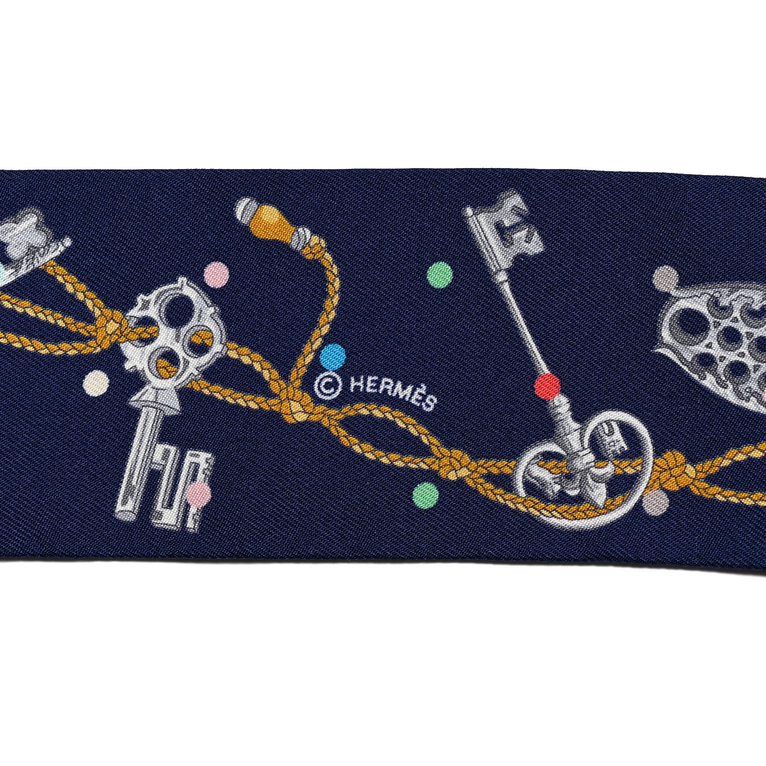 Hermes Silk Les Cles A Pois Twilly Marine Gris Argent 4 of 4