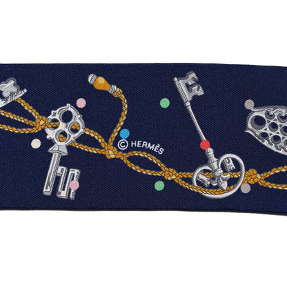 Hermes Silk Les Cles A Pois Twilly Marine Gris Argent 4 of 4
