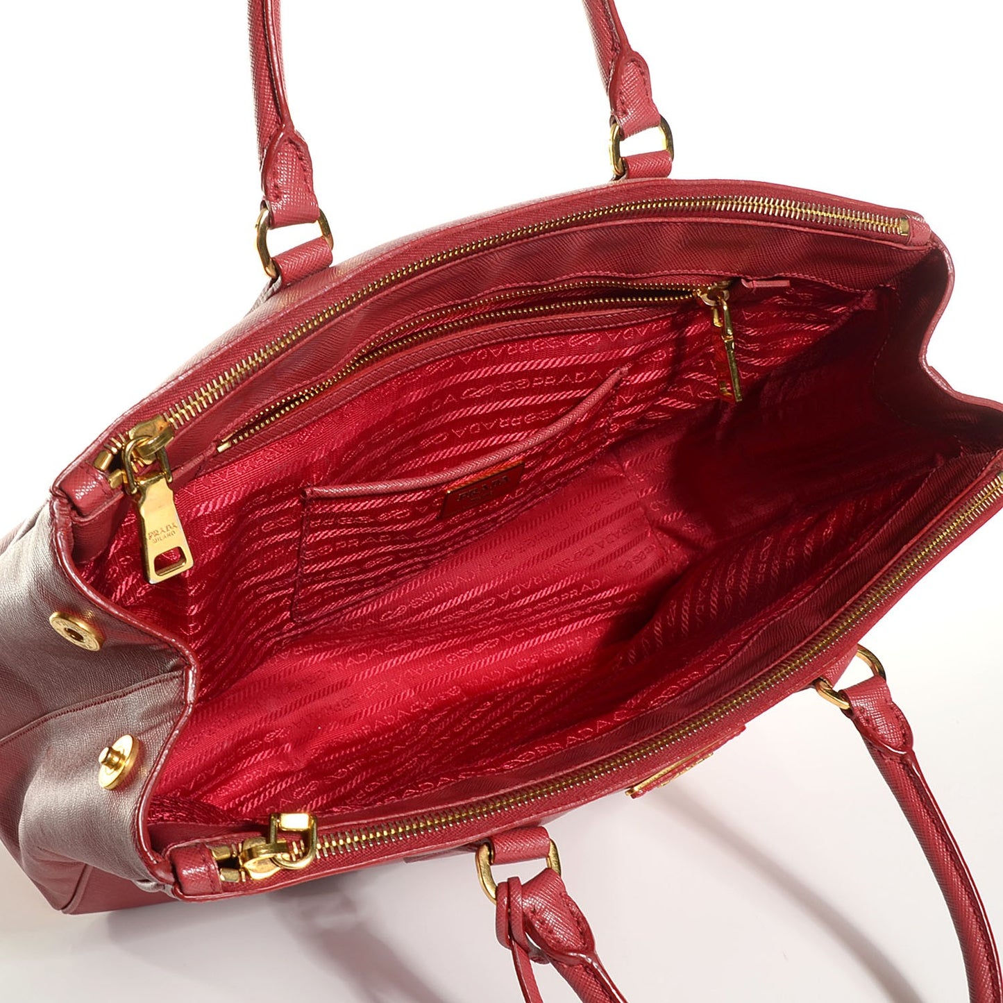 Saffiano Large Galleria Double Zip Tote Fuoco