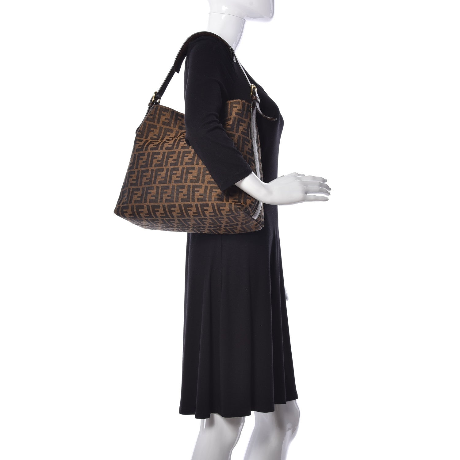 Fendi Zucca Vitello Artic Small Hobo Tobacco Castagna 2 of 8