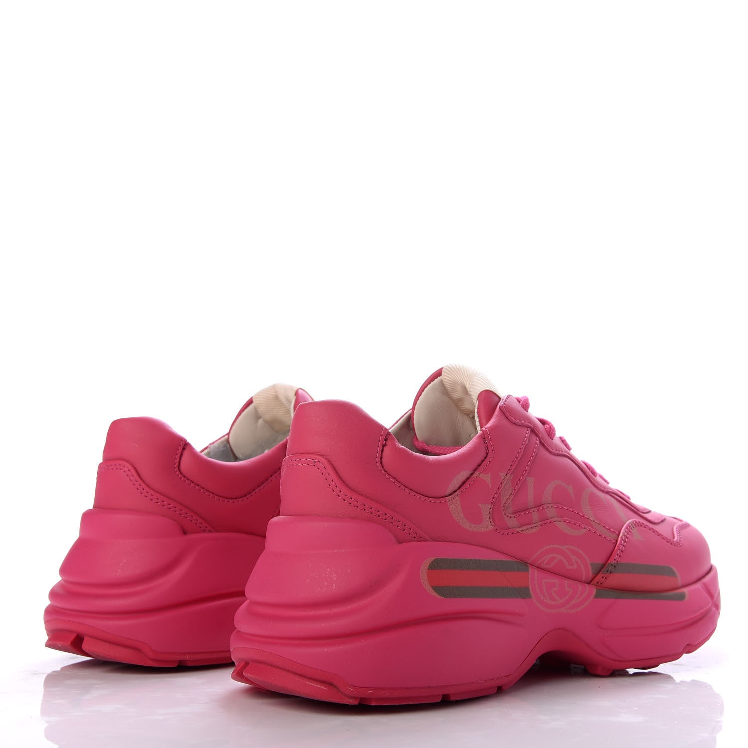 Gucci Calfskin Logo Womens Rhyton Sneakers 35 Box Pink 4 of 9