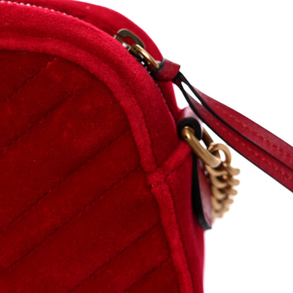 Gucci Velvet Matelasse Small GG Marmont Chain Shoulder Bag Hibiscus Red 12 of 15