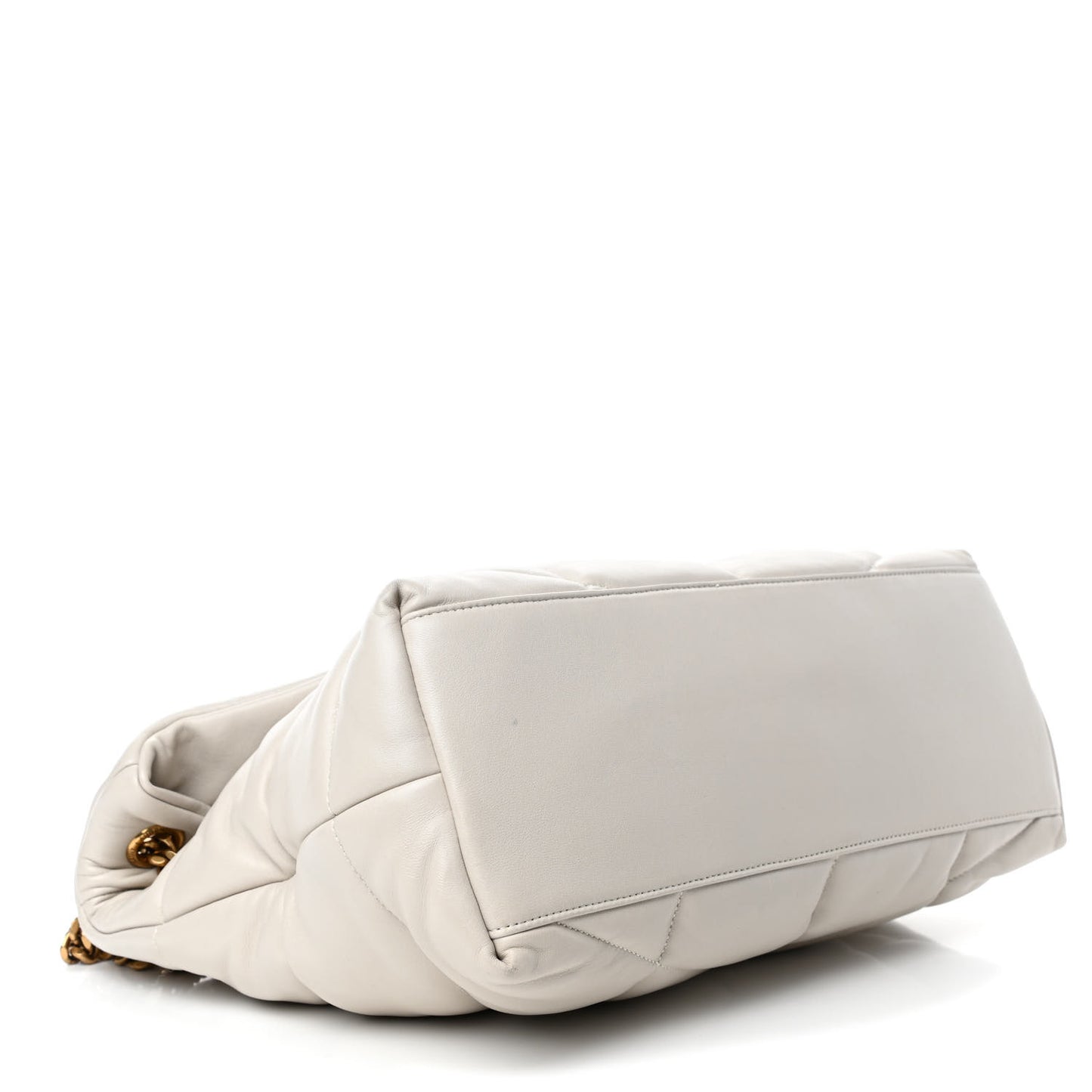Lambskin Quilted Medium Loulou Puffer Monogram Chain Satchel Crema Soft