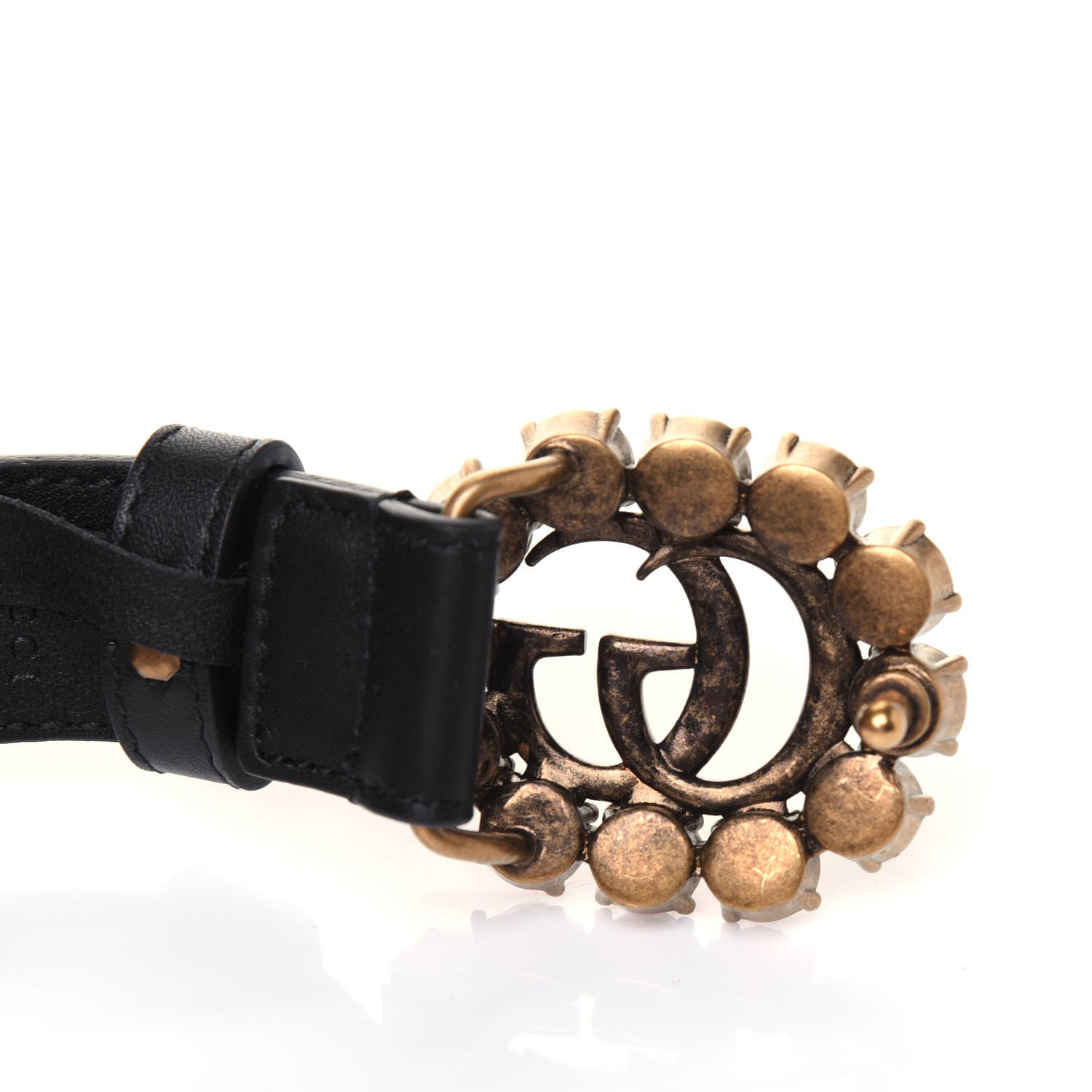 Gucci Calfskin Crystal Double G 30mm Belt 80 32 Black 5 of 6