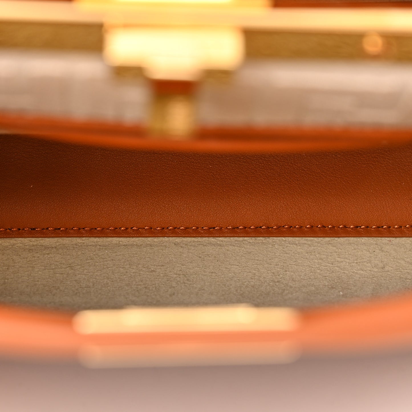 Vitello Seta Canvas FF Embroidered Mini Peekaboo Iconic Satchel Brandy Grezzo