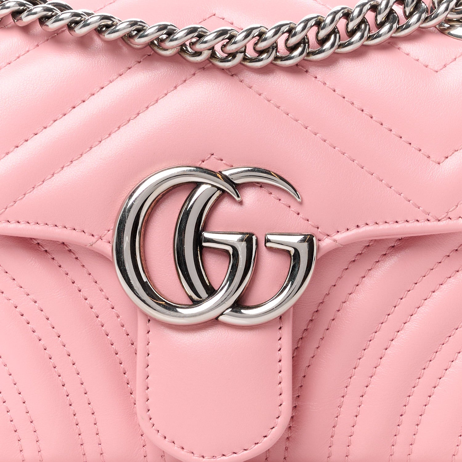 Gucci Calfskin Matelasse Mini GG Marmont Shoulder Bag Wild Rose 9 of 11