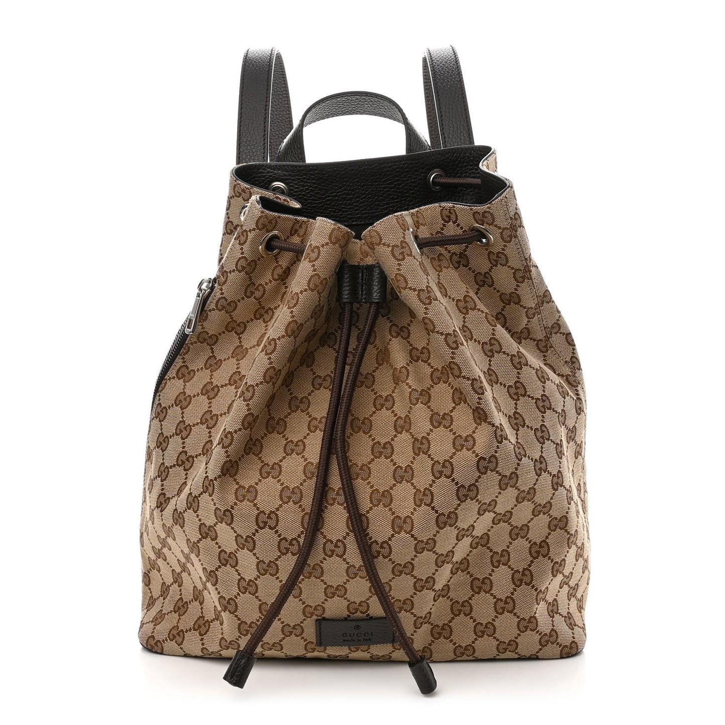 Monogram Dollar Calfskin O Drawstring Backpack Beige Ebony Testa di Moro Dark Chocolate