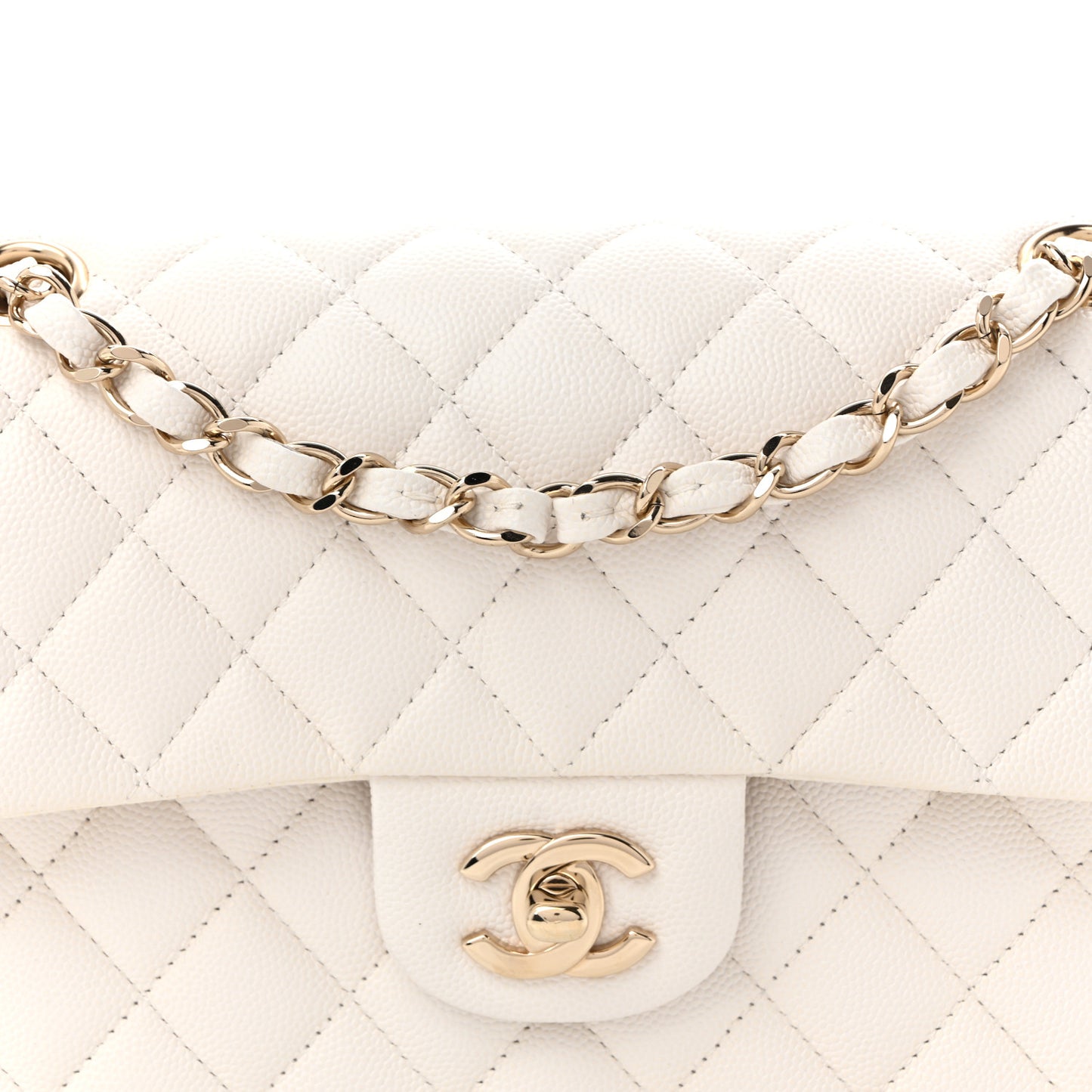 Caviar Quilted Small Double Flap White