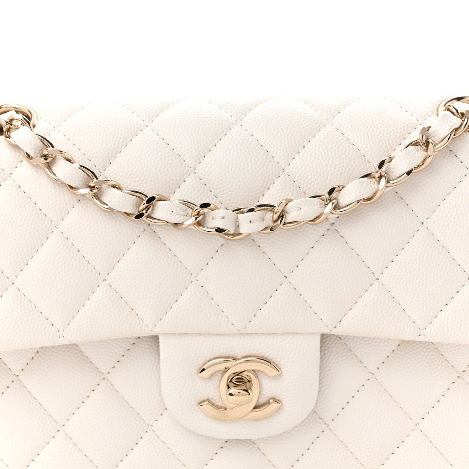 Chanel Caviar Quilted Small Double Flap White 8 of 10