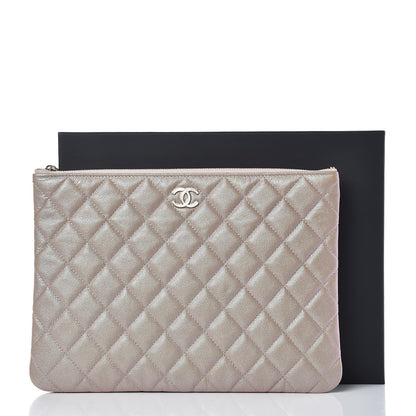 Chanel Iridescent Caviar Quilted Medium Cosmetic Case Beige 9 of 9
