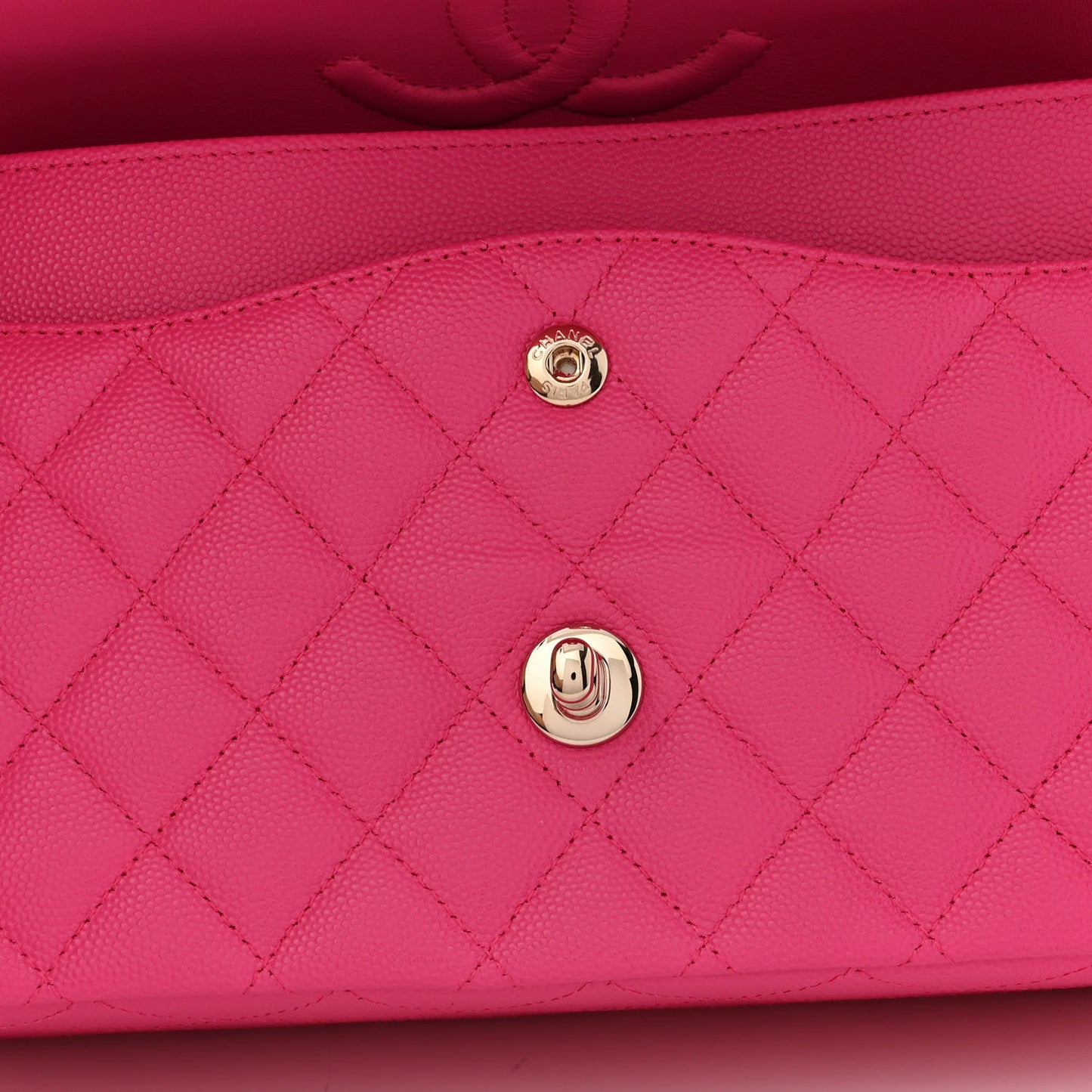 Caviar Quilted Medium Double Flap Dark Pink