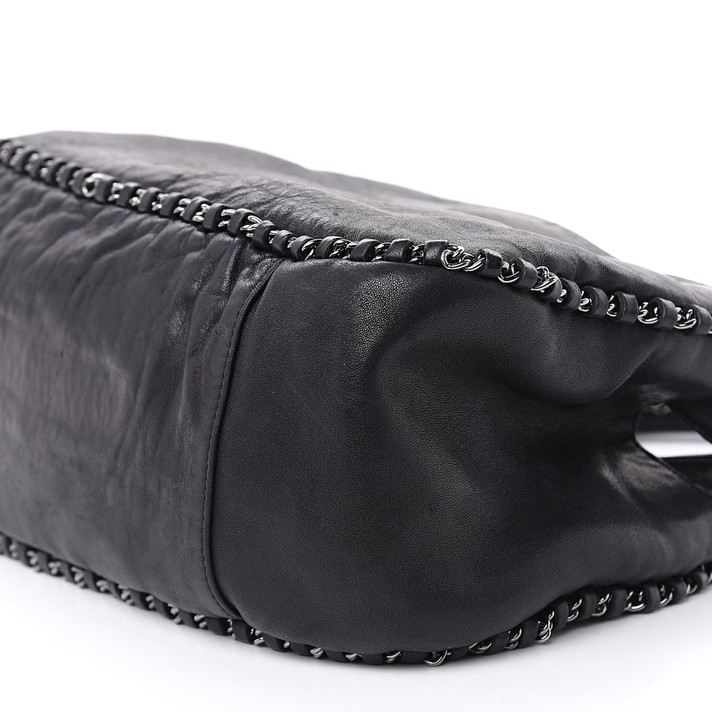 Lambskin Chain Hobo Black