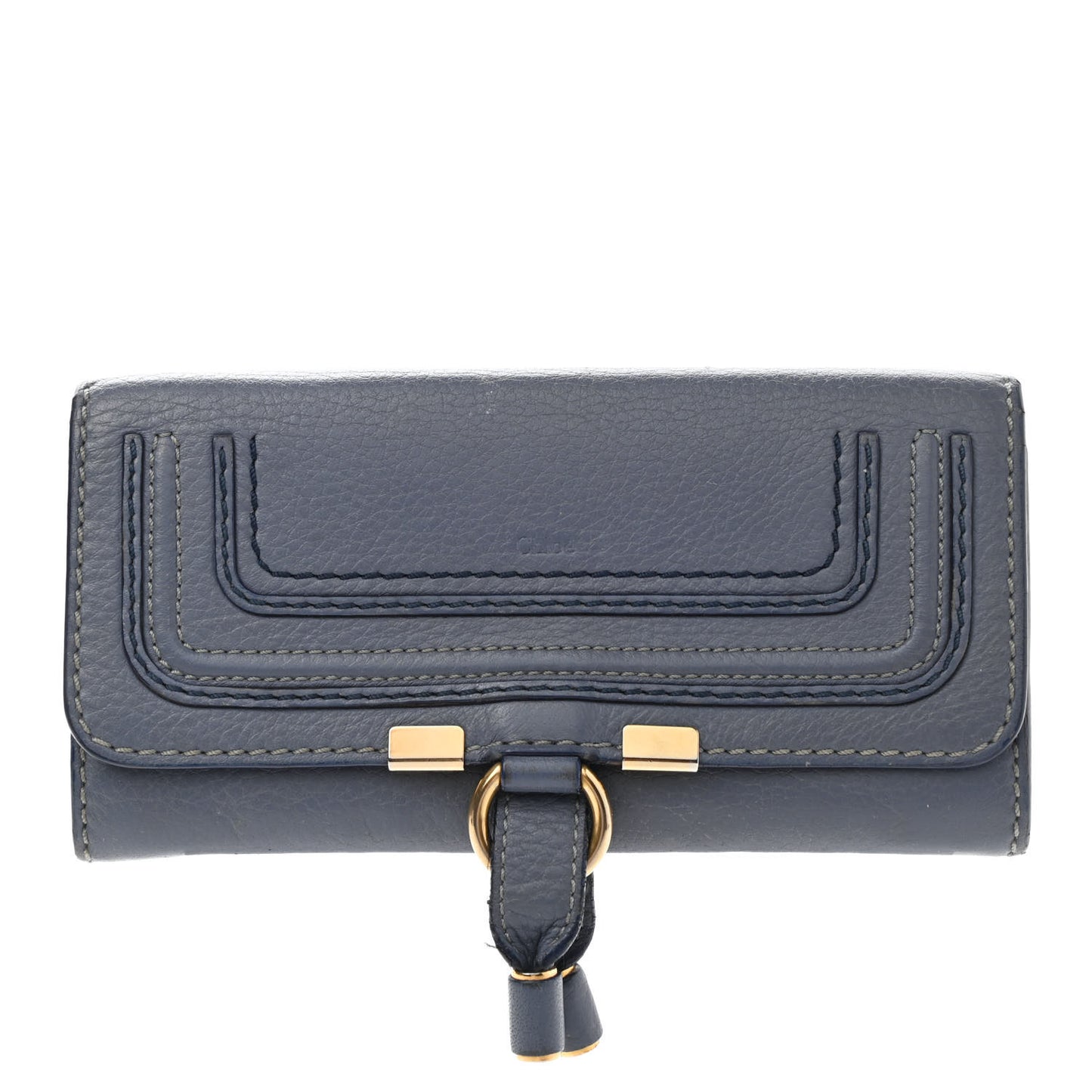 Calfskin Marcie Continental Flap Wallet Street Blue