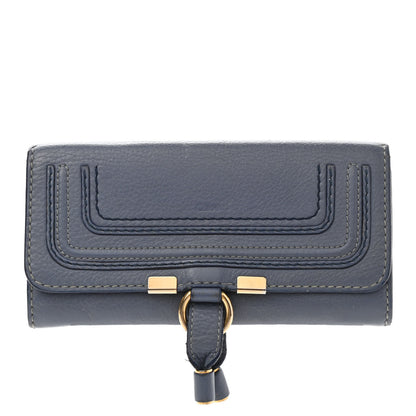Chloe Calfskin Marcie Continental Flap Wallet Street Blue 1 of 13