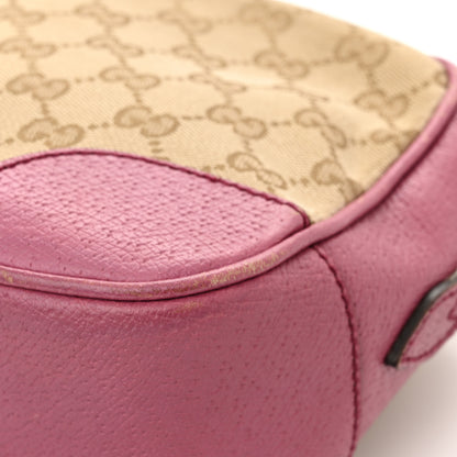 Gucci Monogram Textured Calfskin Mini Bree Messenger Bag Beige Ebony Peonia Flower 16 of 18