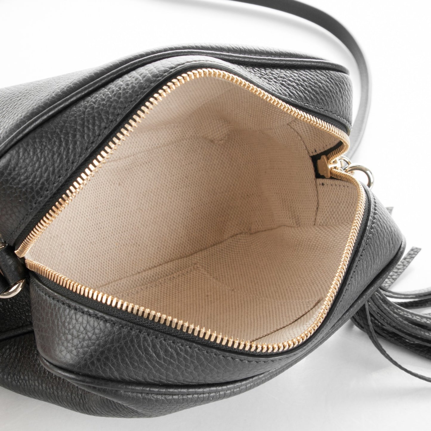 Pebbled Calfskin Small Soho Disco Bag Black