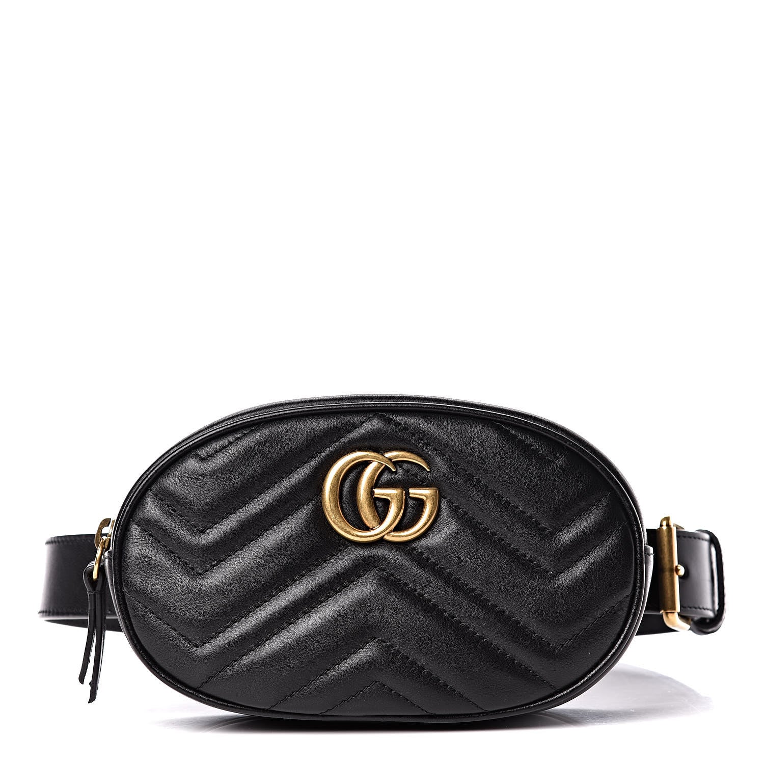 Gucci Calfskin Matelasse GG Marmont Belt Bag 75 30 Black 1 of 10
