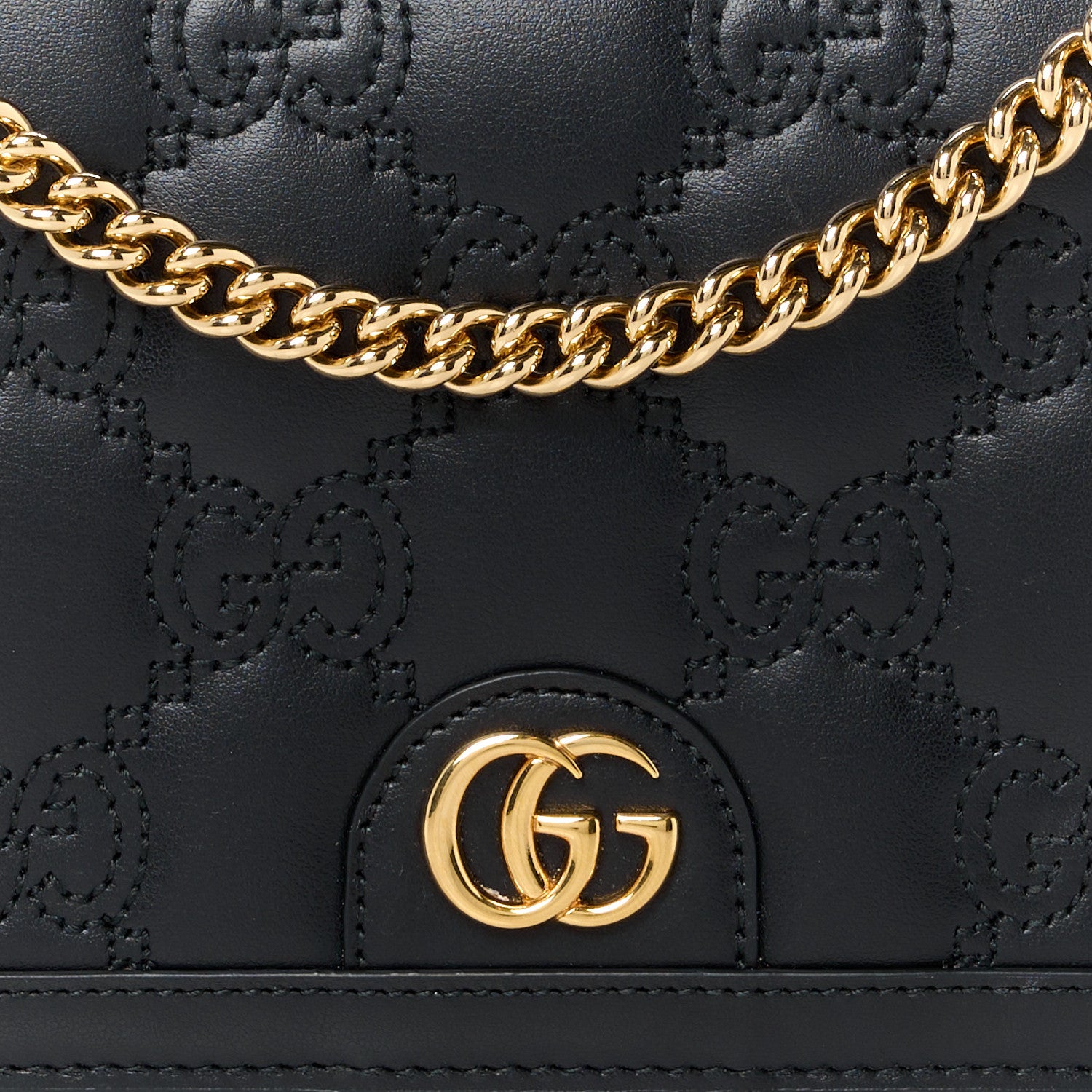 Gucci Calfskin GG Matelasse Chain Wallet Black 8 of 10
