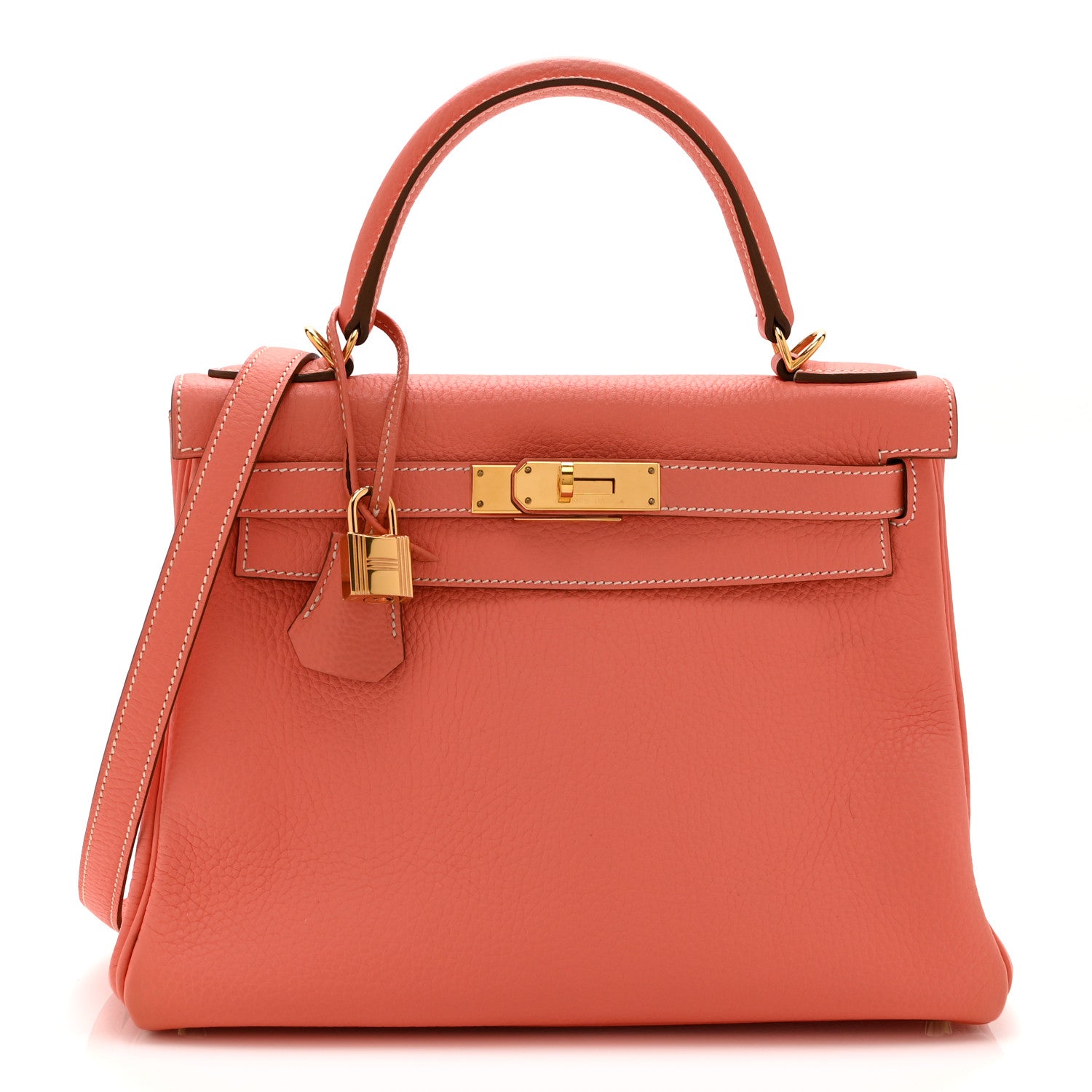 Hermes Taurillon Clemence Kelly Retourne 28  Flamingo 1 of 11