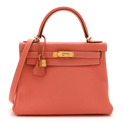Hermes Taurillon Clemence Kelly Retourne 28  Flamingo 1 of 11