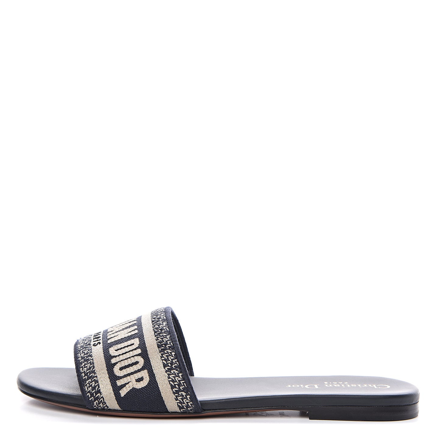 Canvas Embroidered Dway Mules Slide Sandals 38 Deep Blue