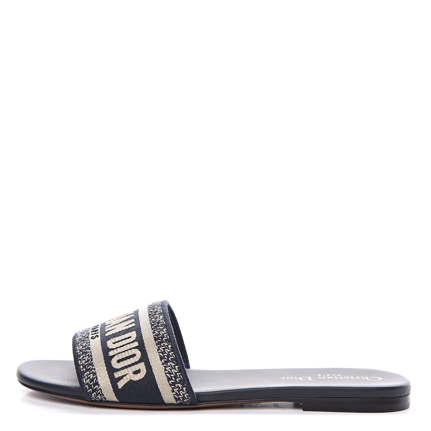 Christian Dior Canvas Embroidered Dway Mules Slide Sandals 38 Deep Blue 1 of 8