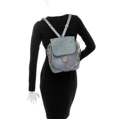 Chloe Suede Calfskin Medium Faye Backpack Cloudy Blue 2 of 7