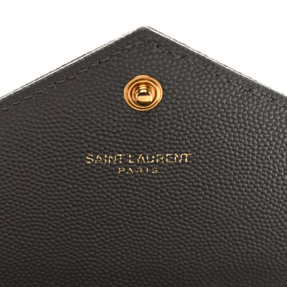 Saint Laurent Grain De Poudre Matelasse Chevron Monogram Flap Wallet Fog 7 of 9