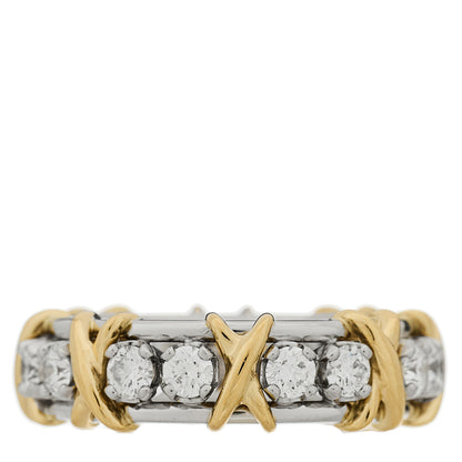 Tiffany Platinum 18K Yellow Gold Diamond Schlumberger Sixteen Stone Ring 53 6.5 1 of 7