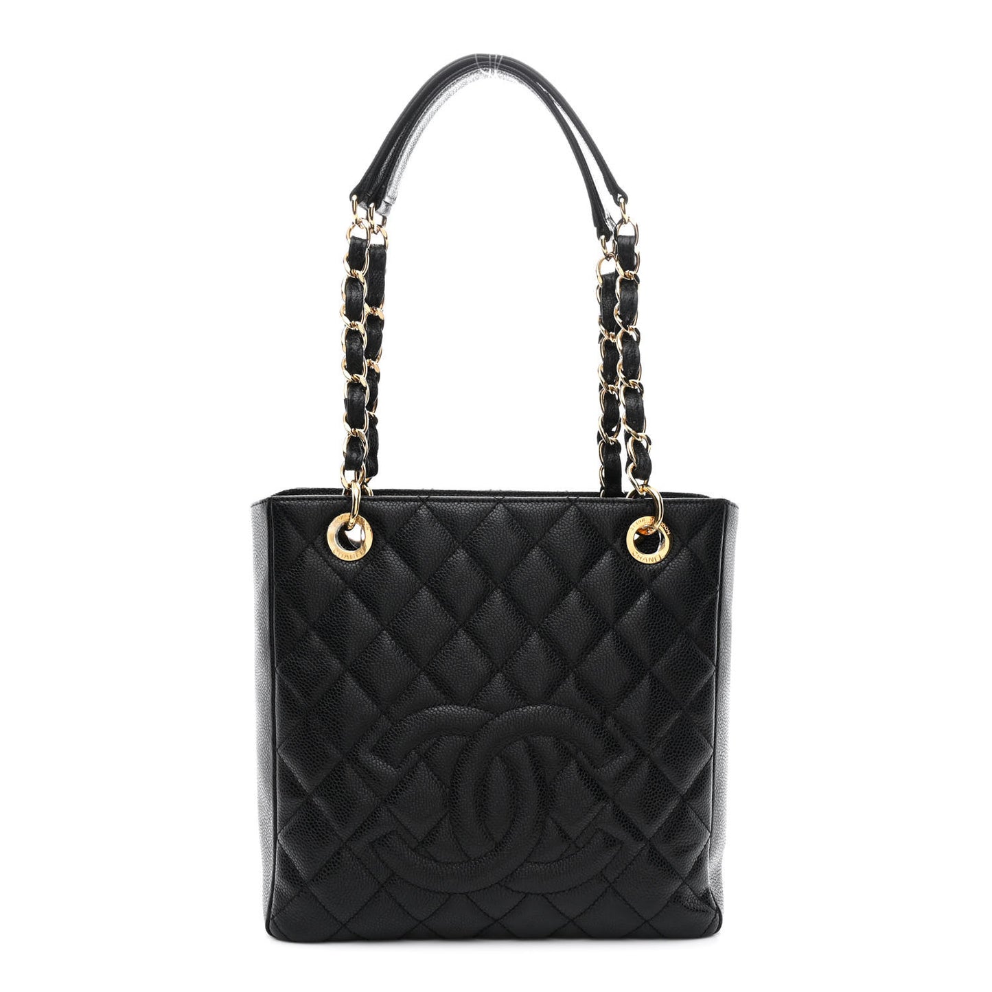Caviar Quilted Petit Shopping Tote PST Black
