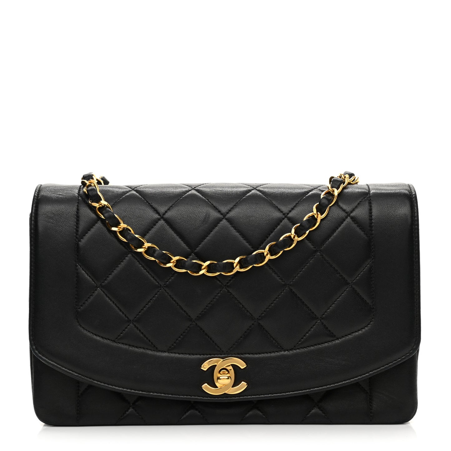 Lambskin Quilted Medium Single Flap Black