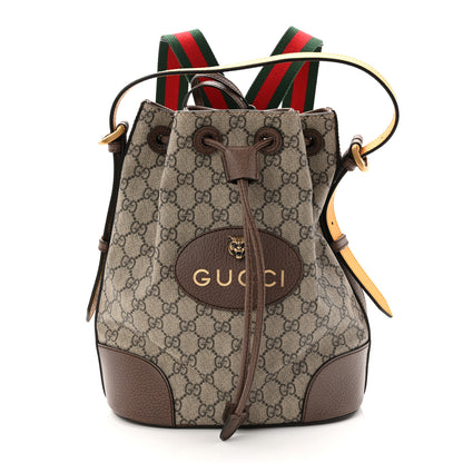 Gucci GG Supreme Monogram Neo Vintage Drawstring Bucket Backpack Beige New Acero Crop 1 of 9