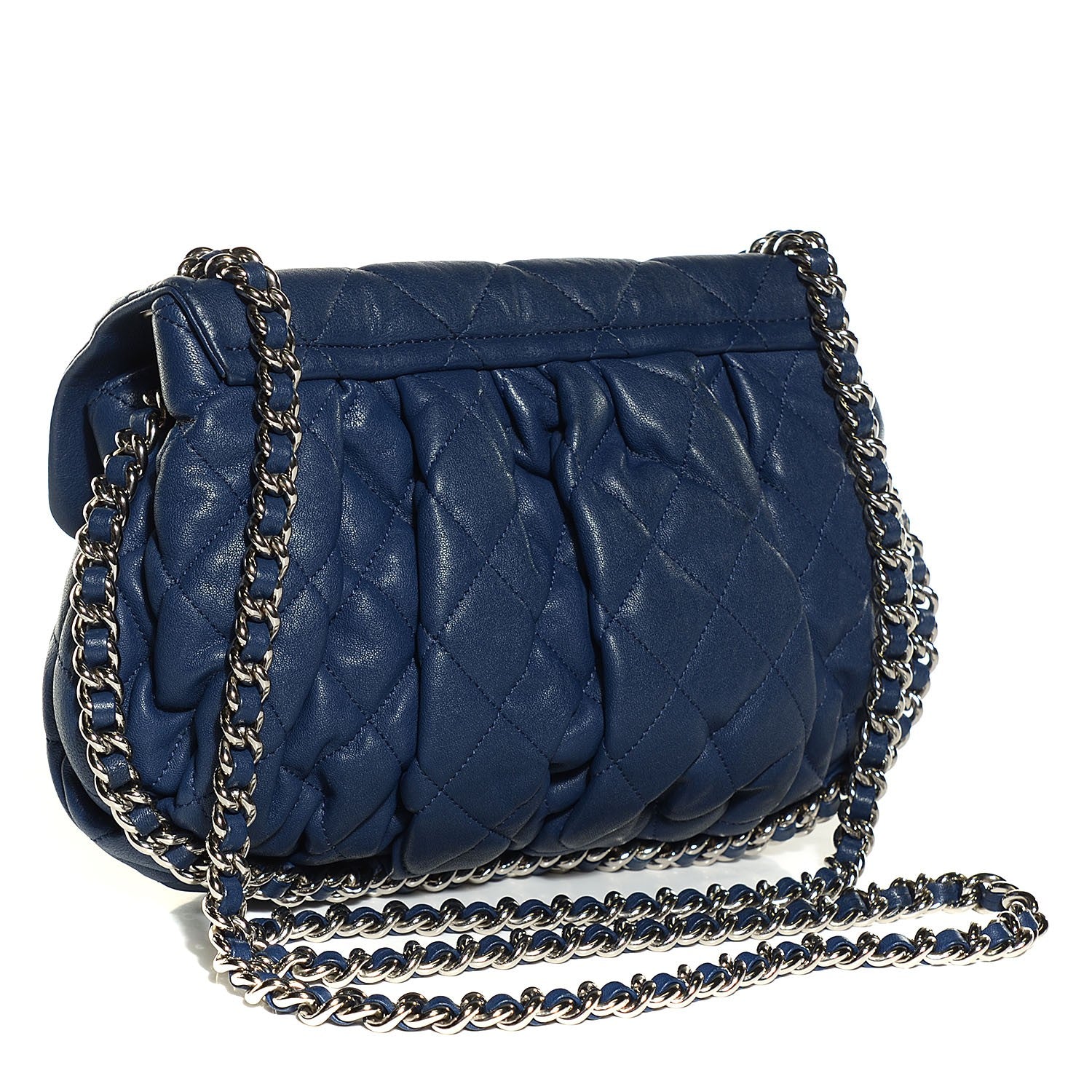 Chanel Washed Lambskin Medium Chain Around Messenger Navy Blue 3 of 8