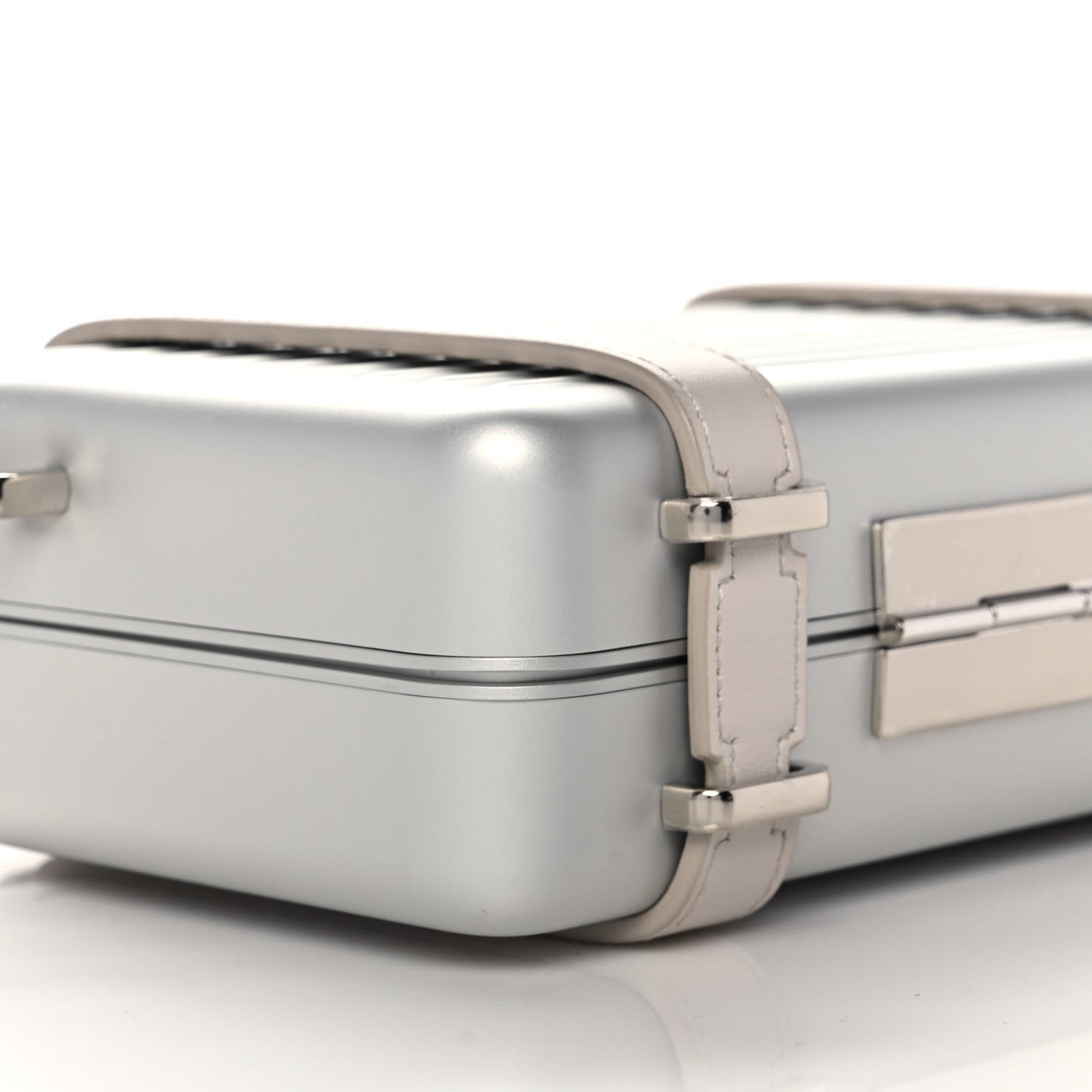 X RIMOWA Aluminum Personal Clutch On Strap Silver