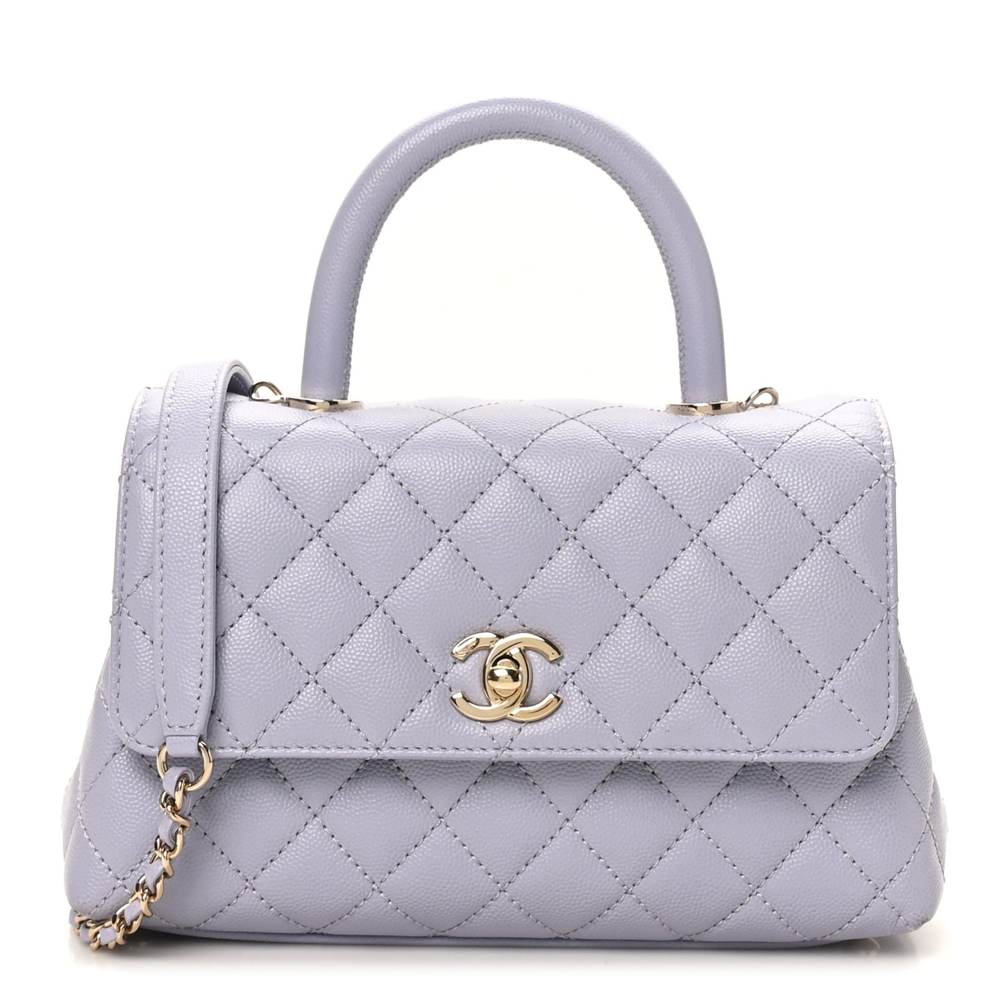 Caviar Quilted Mini Coco Handle Flap Light Purple