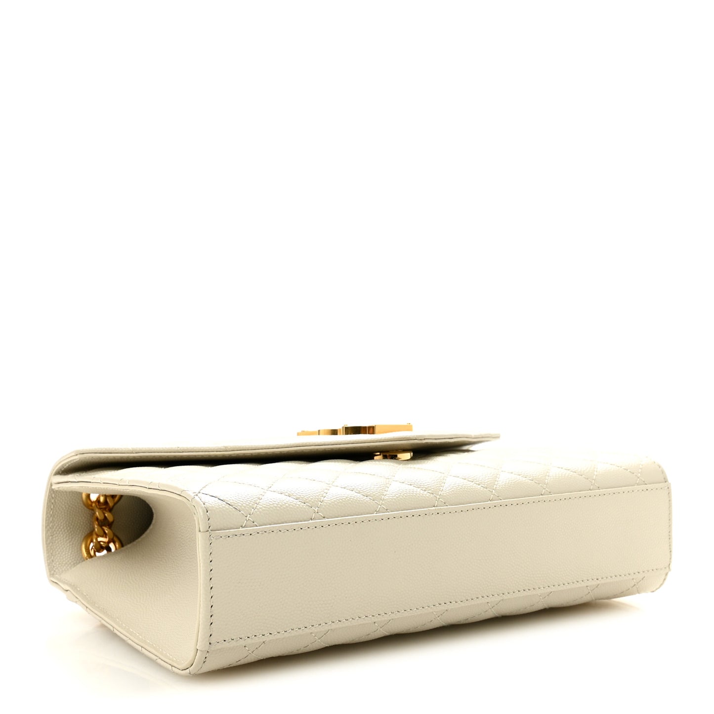 Grain De Poudre Textured Mixed Matelasse Medium Triquilt Monogram Satchel Crema Soft
